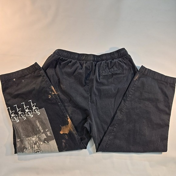 Disney Skeleton Symphony Dance L‎ Cropped Drawstring Sweatpants Gray Bleach Dye - Picture 10 of 13